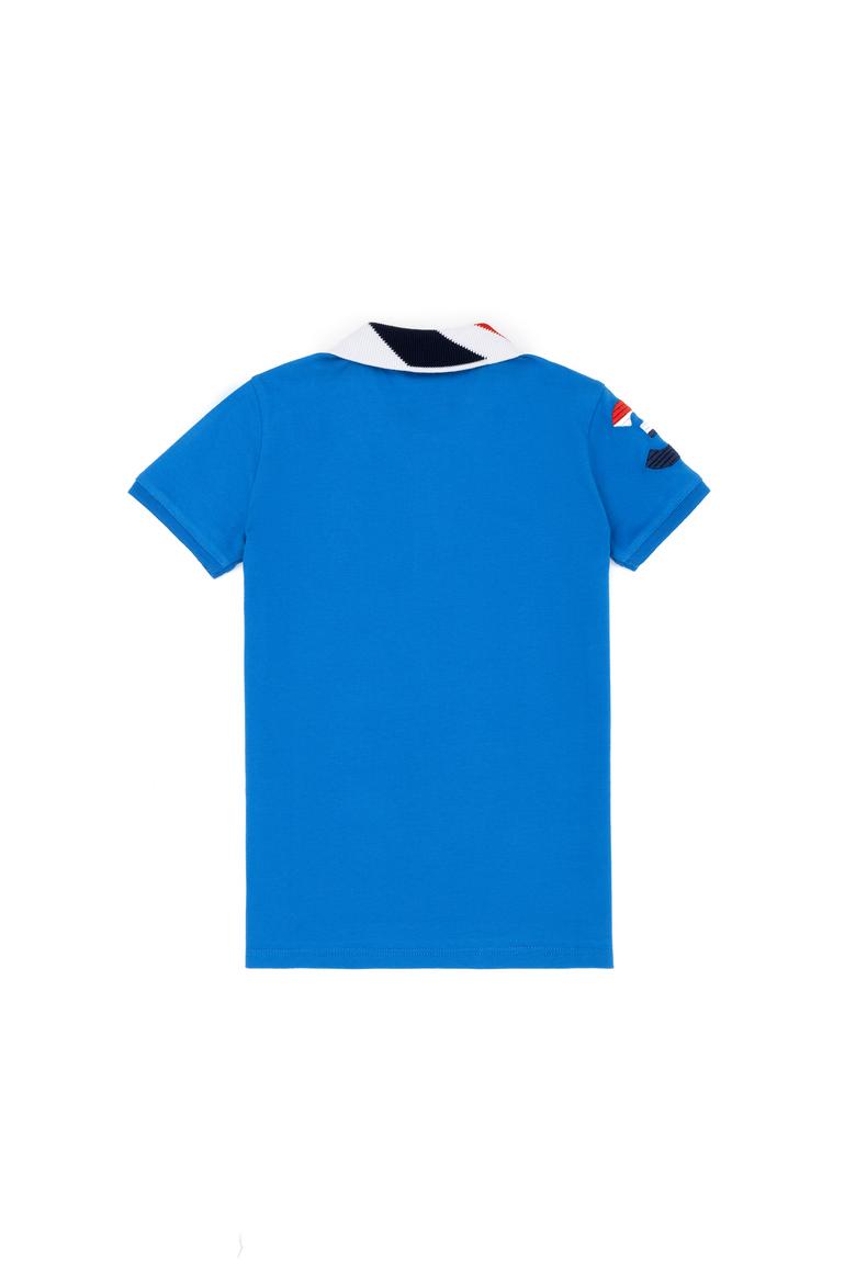 Erkek Çocuk Saks Mavi Basic Polo Yaka Tişört - 50263006207