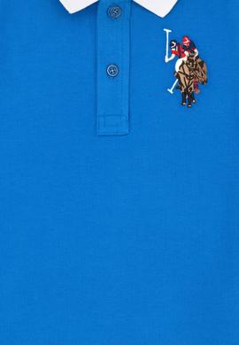 Erkek Çocuk Saks Mavi Basic Polo Yaka Tişört - 50263006207