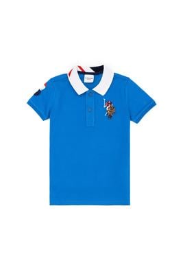 Erkek Çocuk Saks Mavi Basic Polo Yaka Tişört - 50263006207