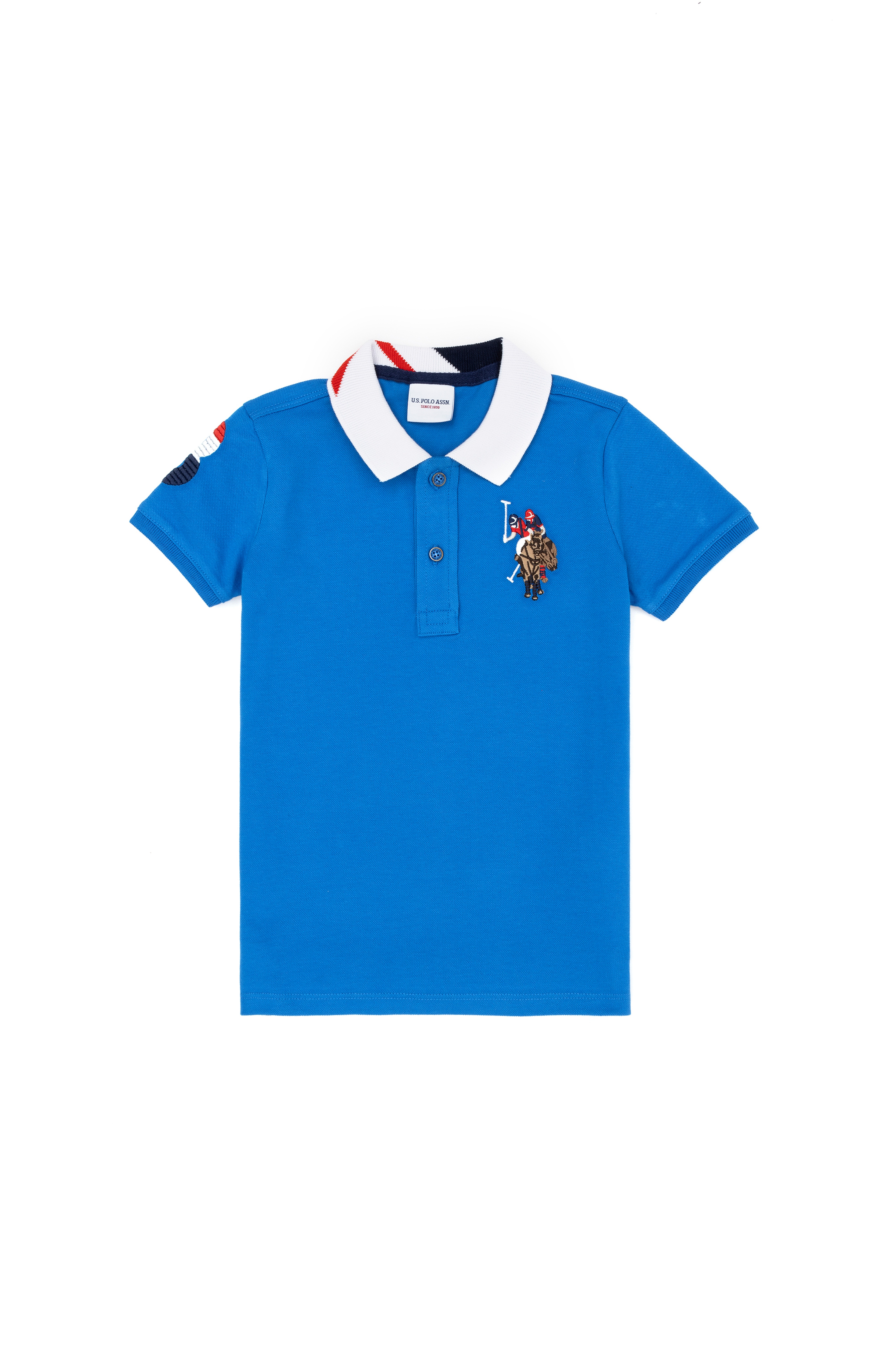 Erkek Çocuk Saks Mavi Basic Polo Yaka Tişört - Image 1