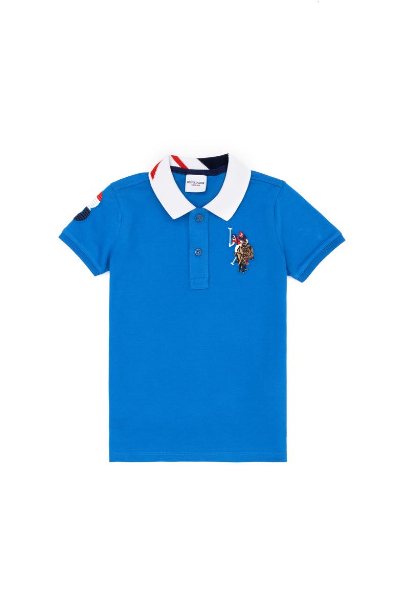 Erkek Çocuk Saks Mavi Basic Polo Yaka Tişört