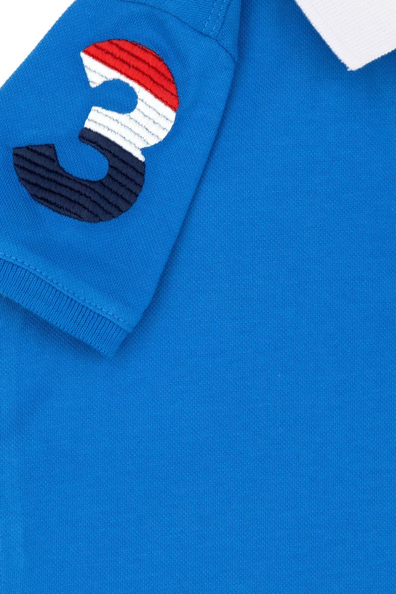 Erkek Çocuk Saks Mavi Basic Polo Yaka Tişört - 50263006207