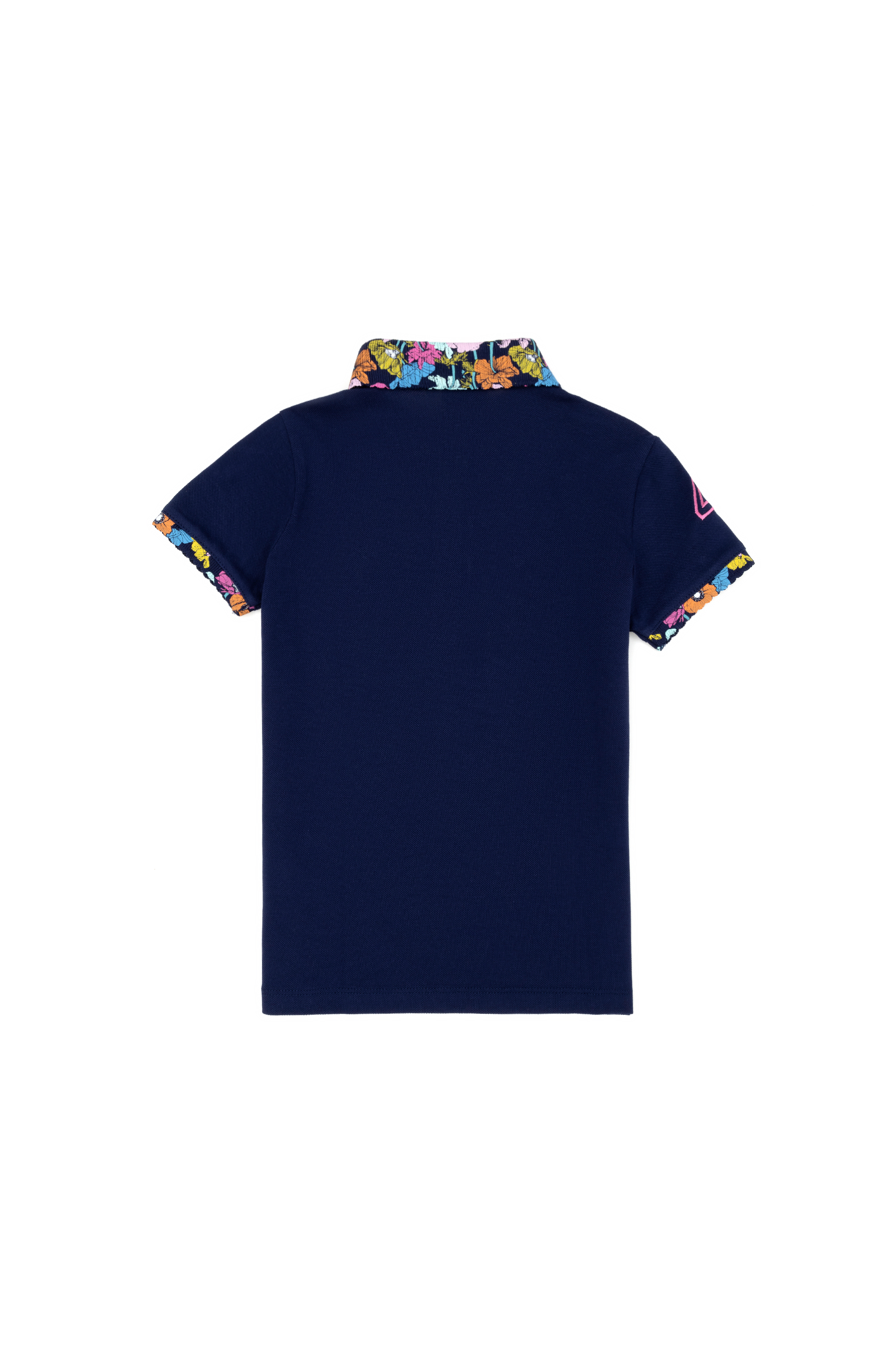 Kız Çocuk Lacivert Basic Polo Yaka Tişört - Image 2