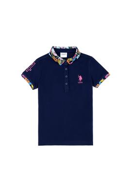 Kız Çocuk Lacivert Basic Polo Yaka Tişört - 50265667111