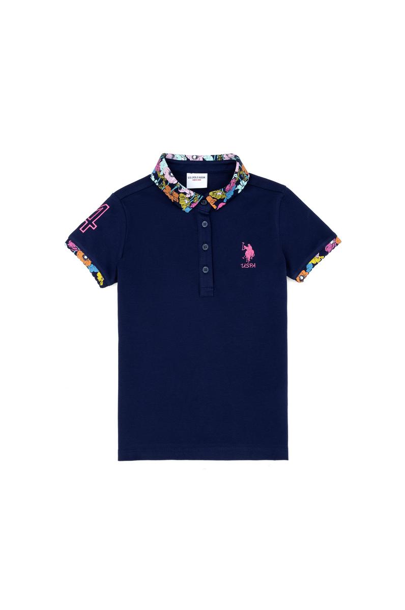 Kız Çocuk Lacivert Basic Polo Yaka Tişört