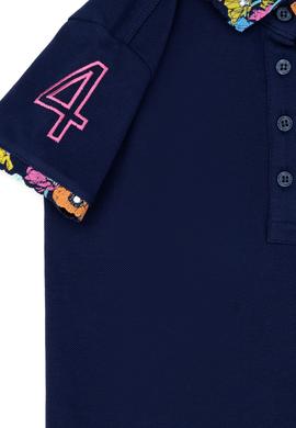 Kız Çocuk Lacivert Basic Polo Yaka Tişört - 50265667111