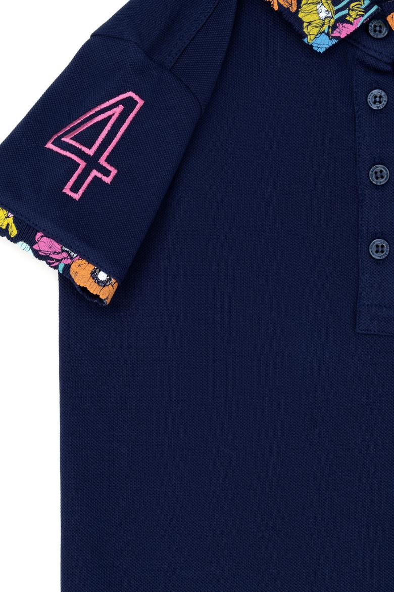 Kız Çocuk Lacivert Basic Polo Yaka Tişört - 50265667111