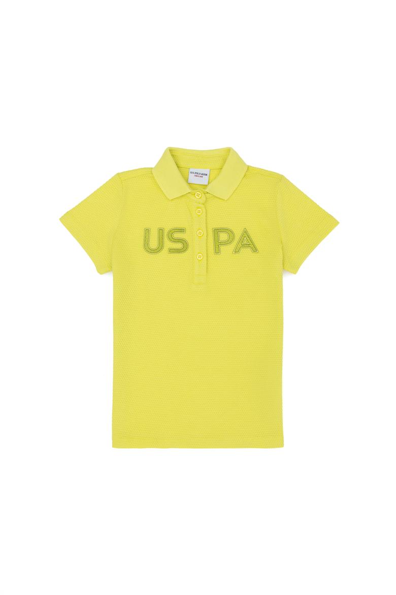 Kız Çocuk Neon Sarı Polo Yaka Tişört