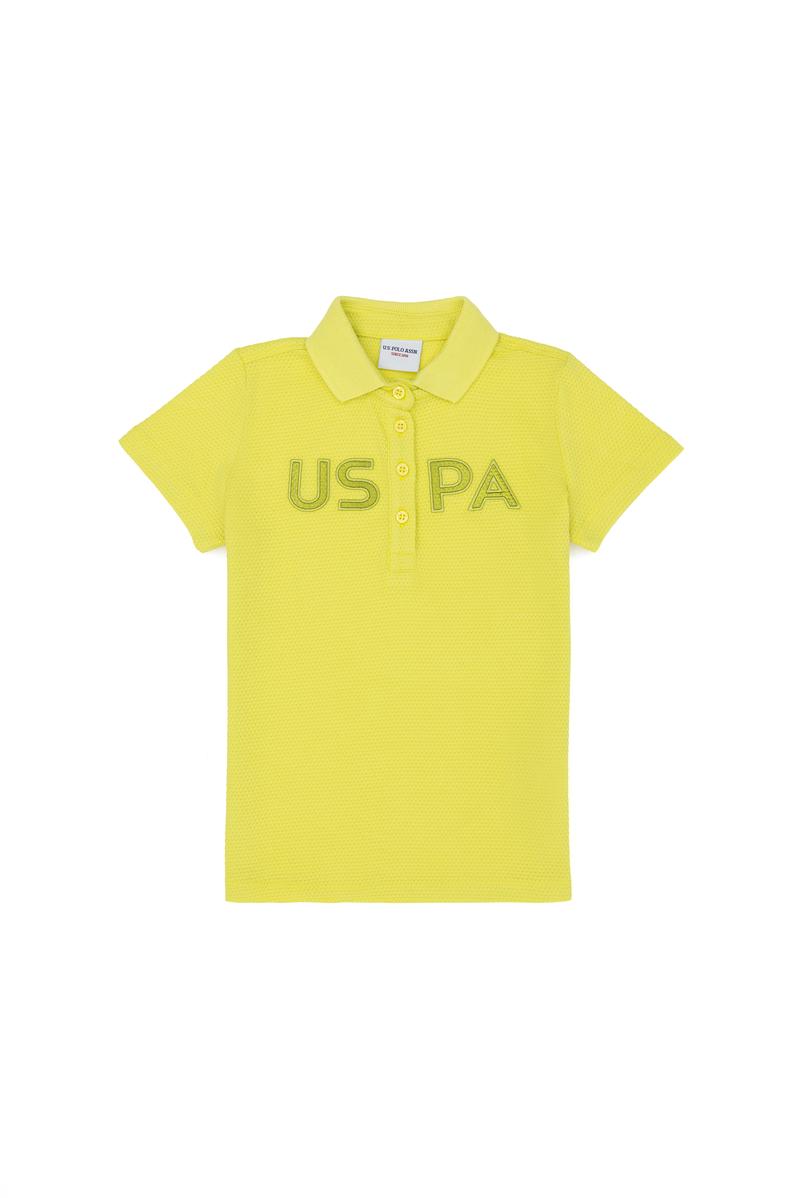 Kız Çocuk Neon Sarı Polo Yaka Tişört