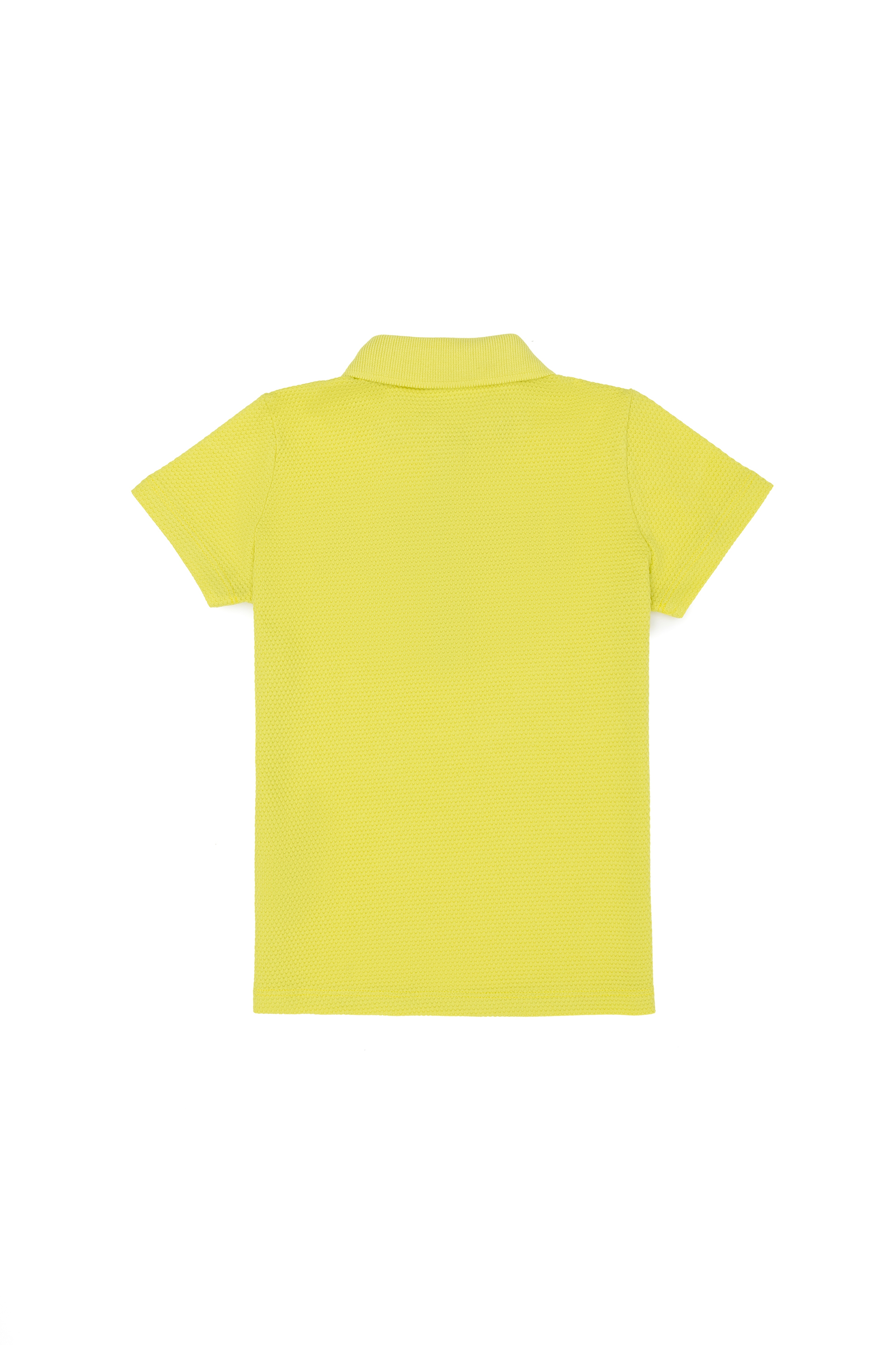 Kız Çocuk Neon Sarı Polo Yaka Tişört - Image 2