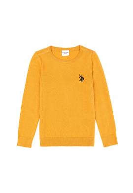 Kız Çocuk Hardal Basic Bisiklet Yaka Kazak - 50275851040