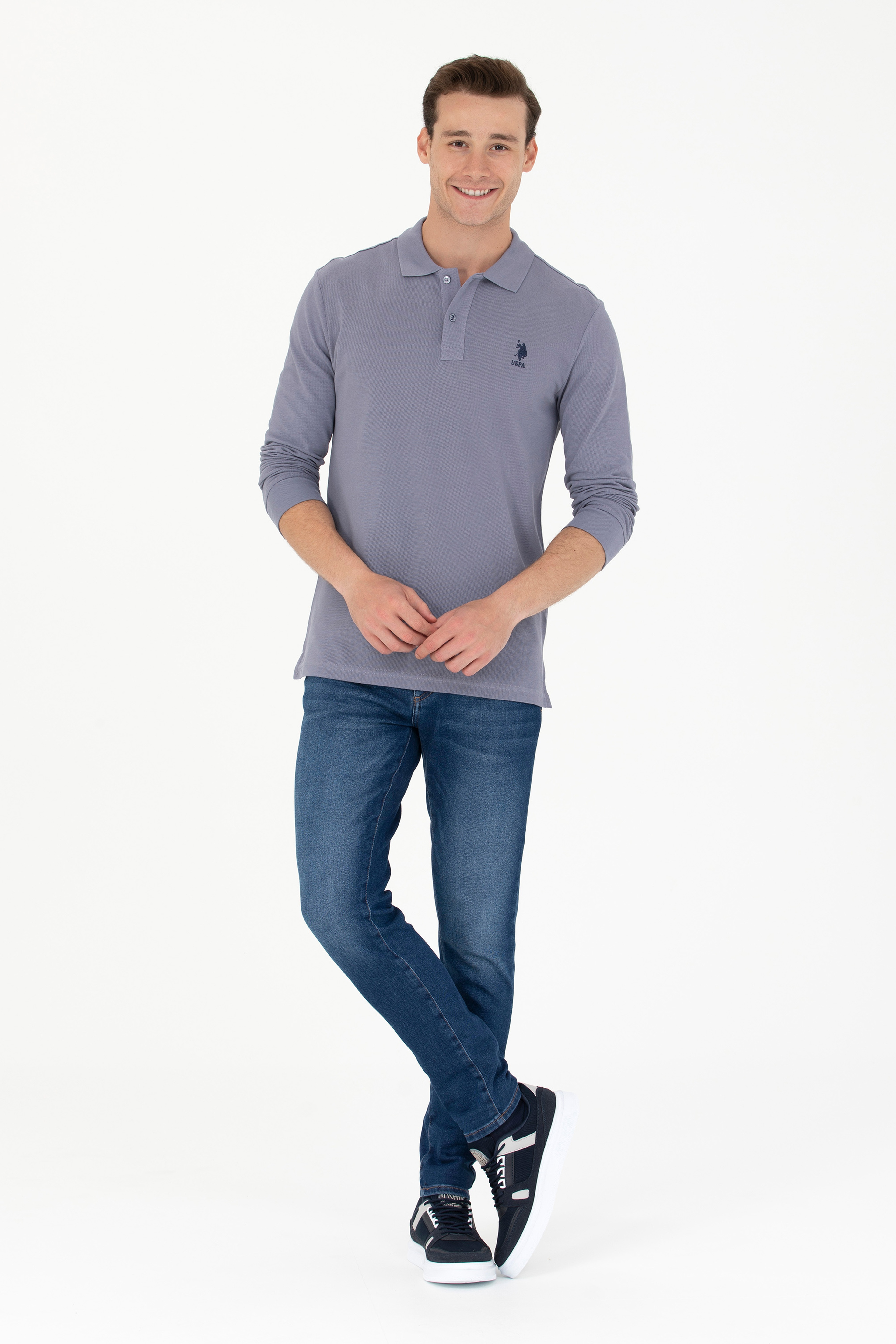 Erkek Gri Basic Sweatshirt - Image 4