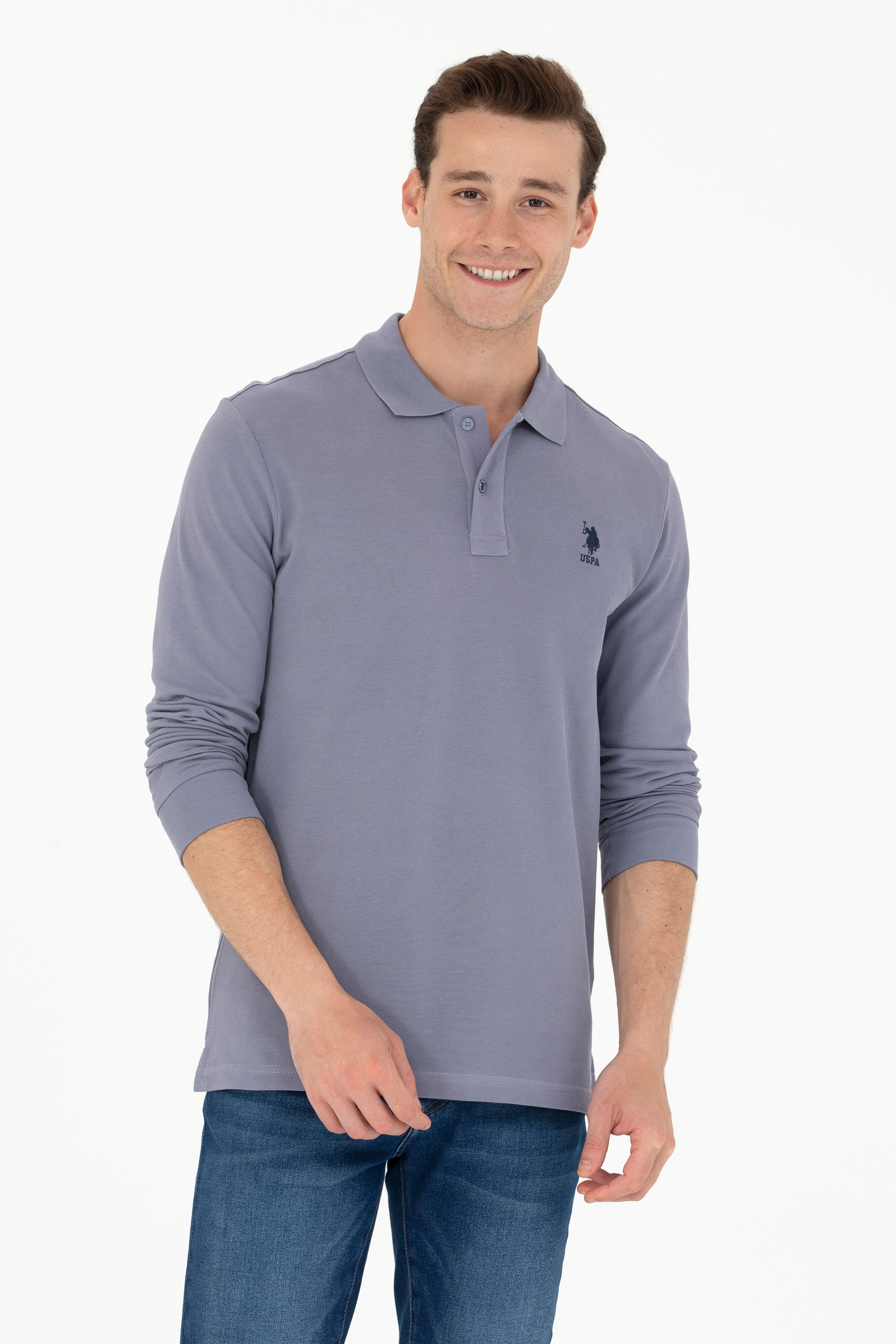 Erkek Gri Basic Sweatshirt - Image 1