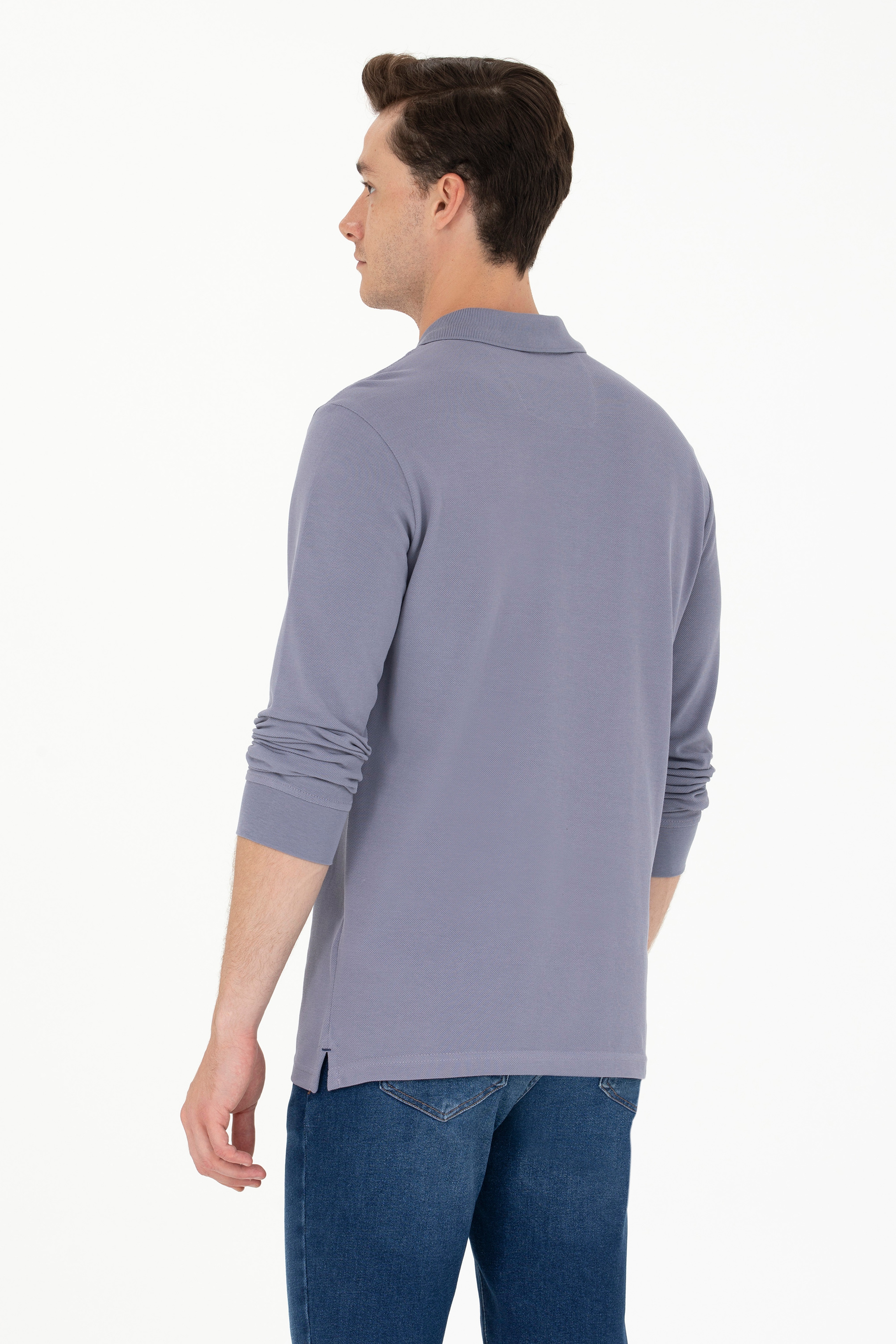 Erkek Gri Basic Sweatshirt - Image 5