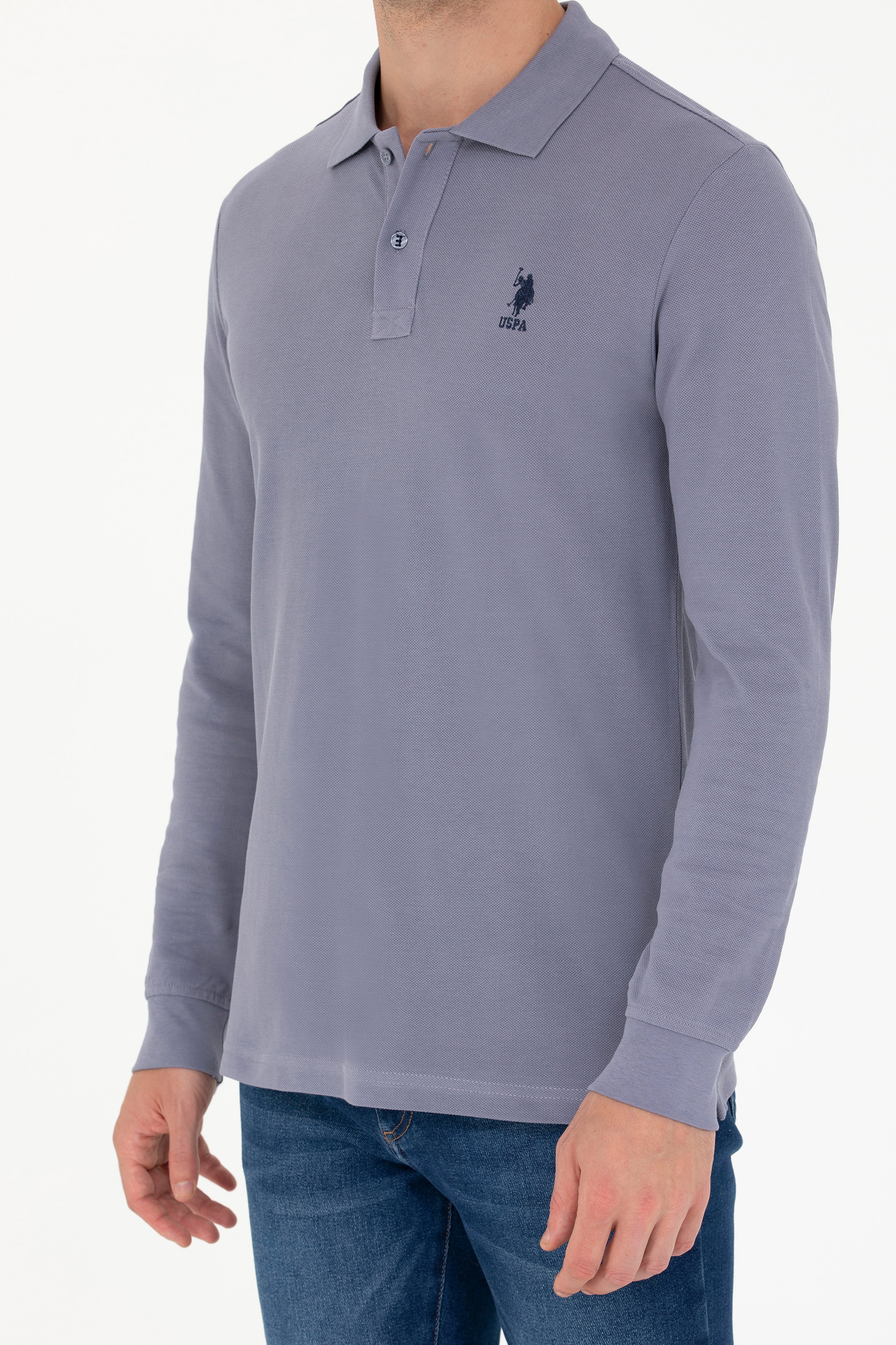 Erkek Gri Basic Sweatshirt - Image 6