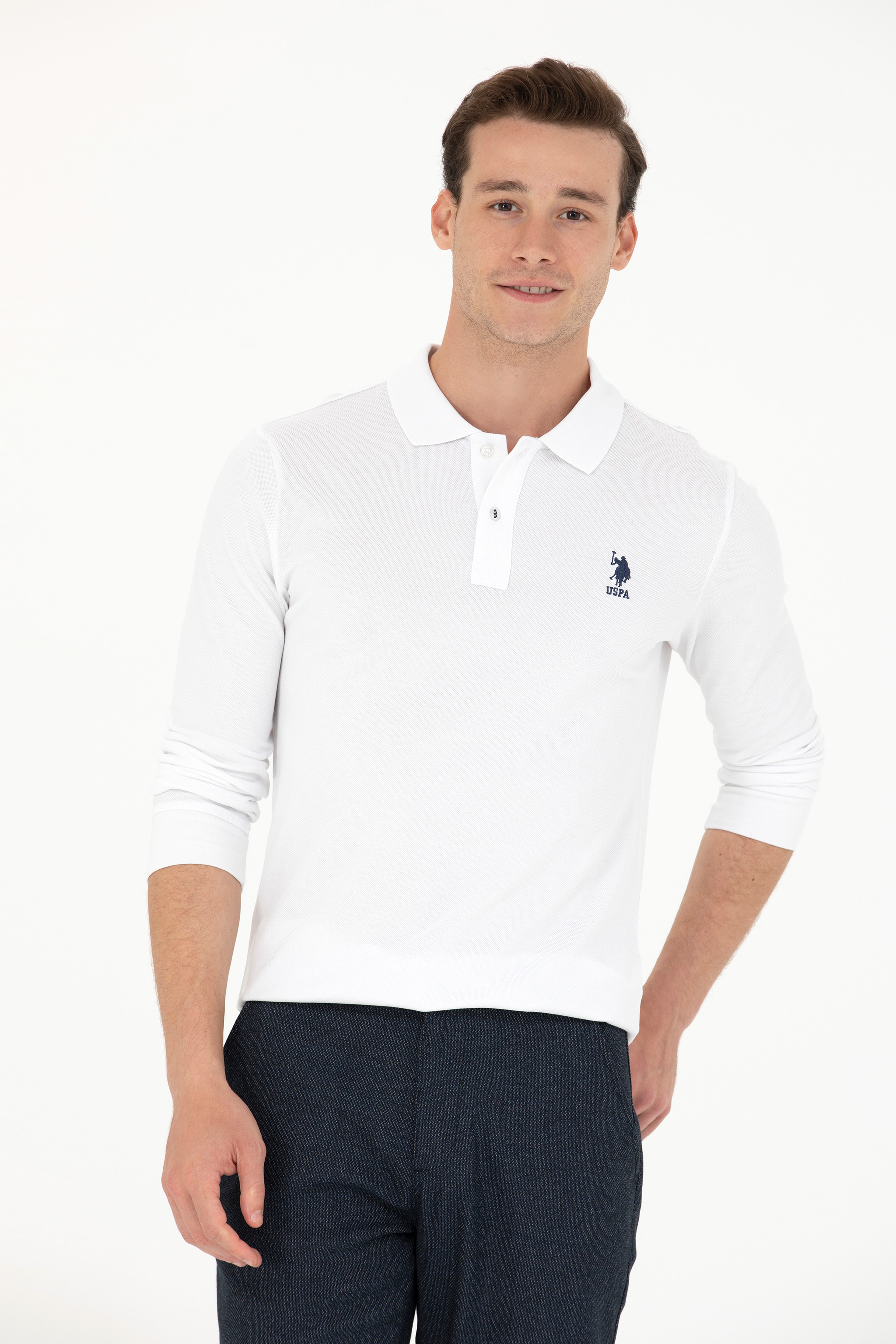Erkek Beyaz Basic Sweatshirt - Image 3