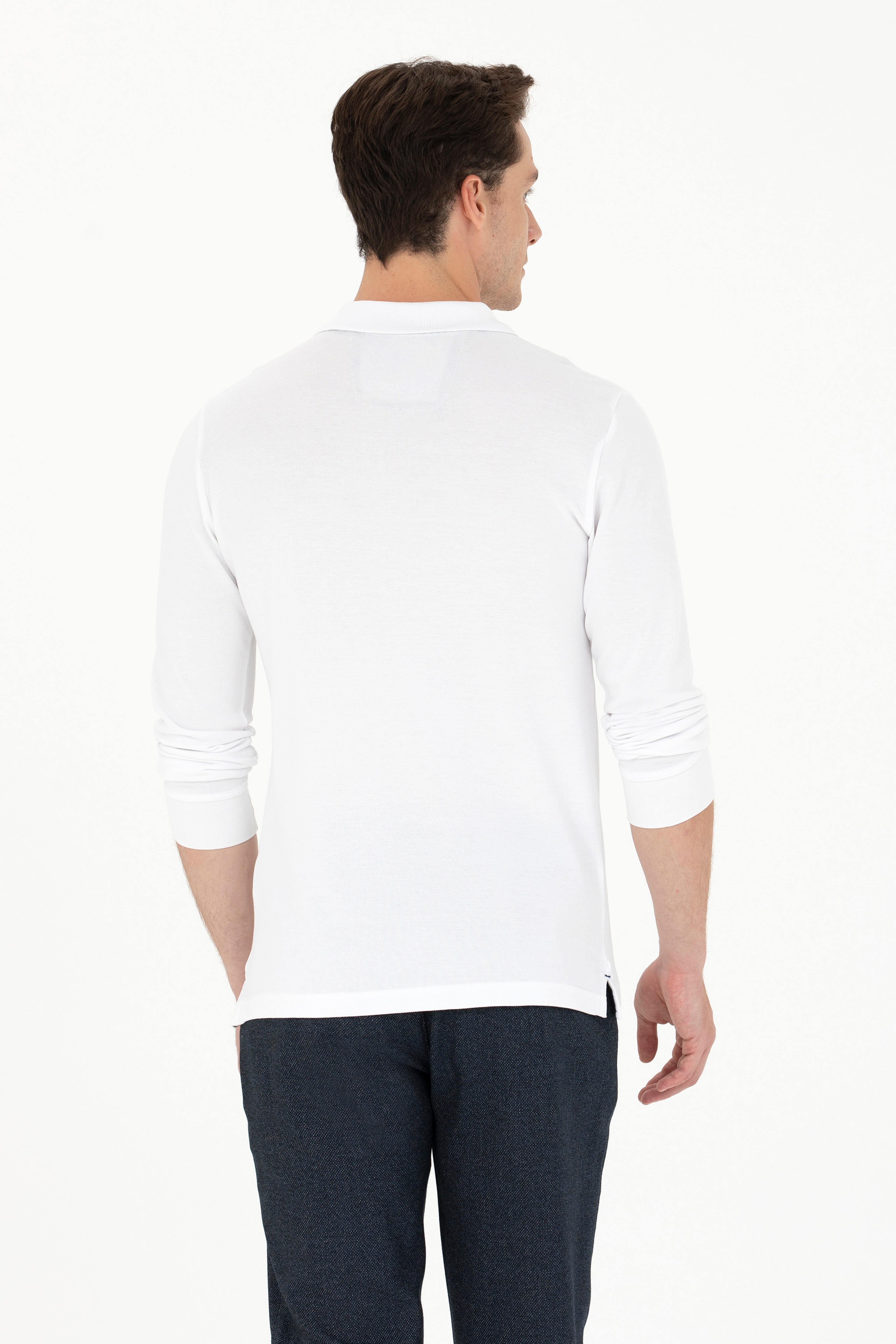 Erkek Beyaz Basic Sweatshirt - Image 5