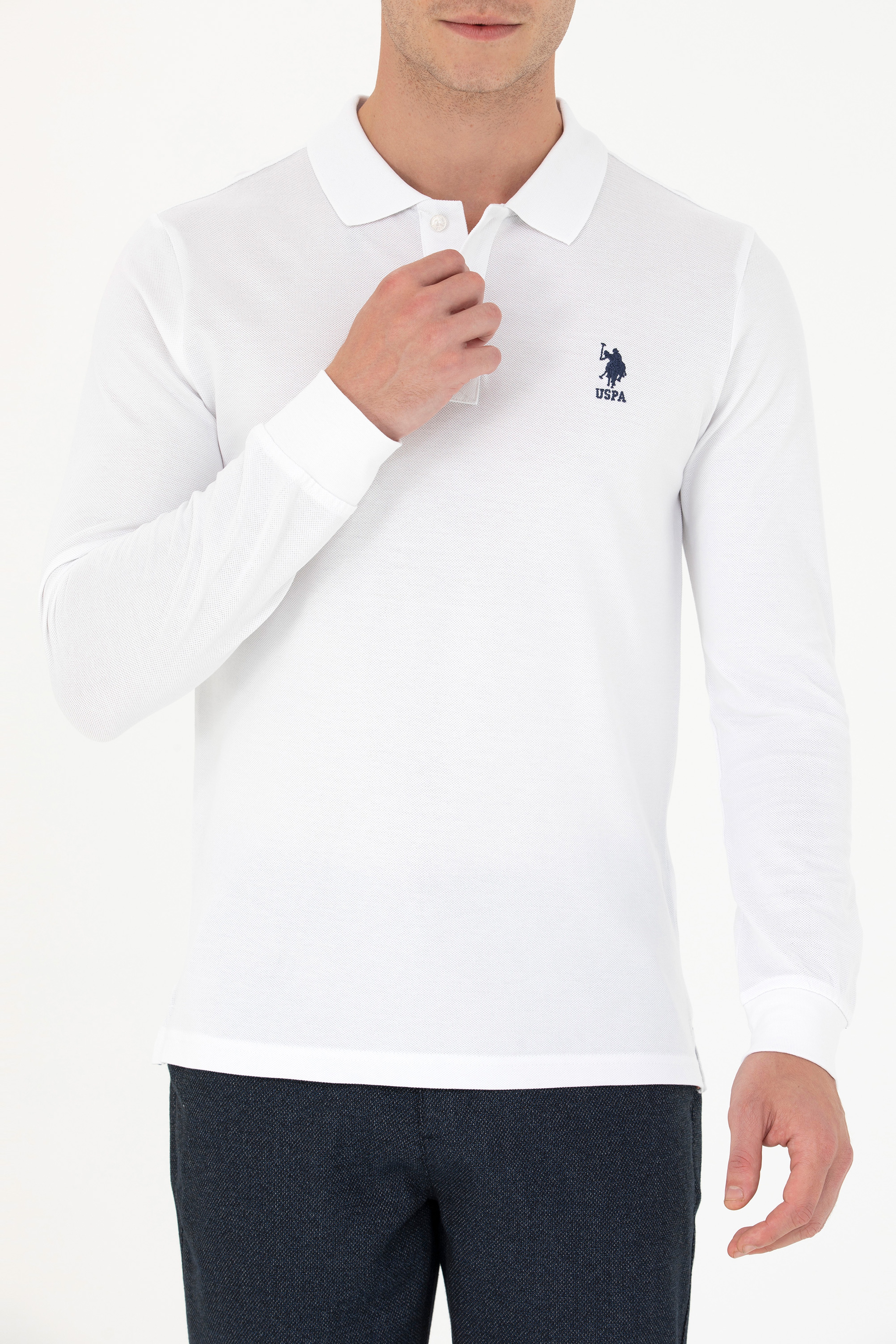 Erkek Beyaz Basic Sweatshirt - Image 6