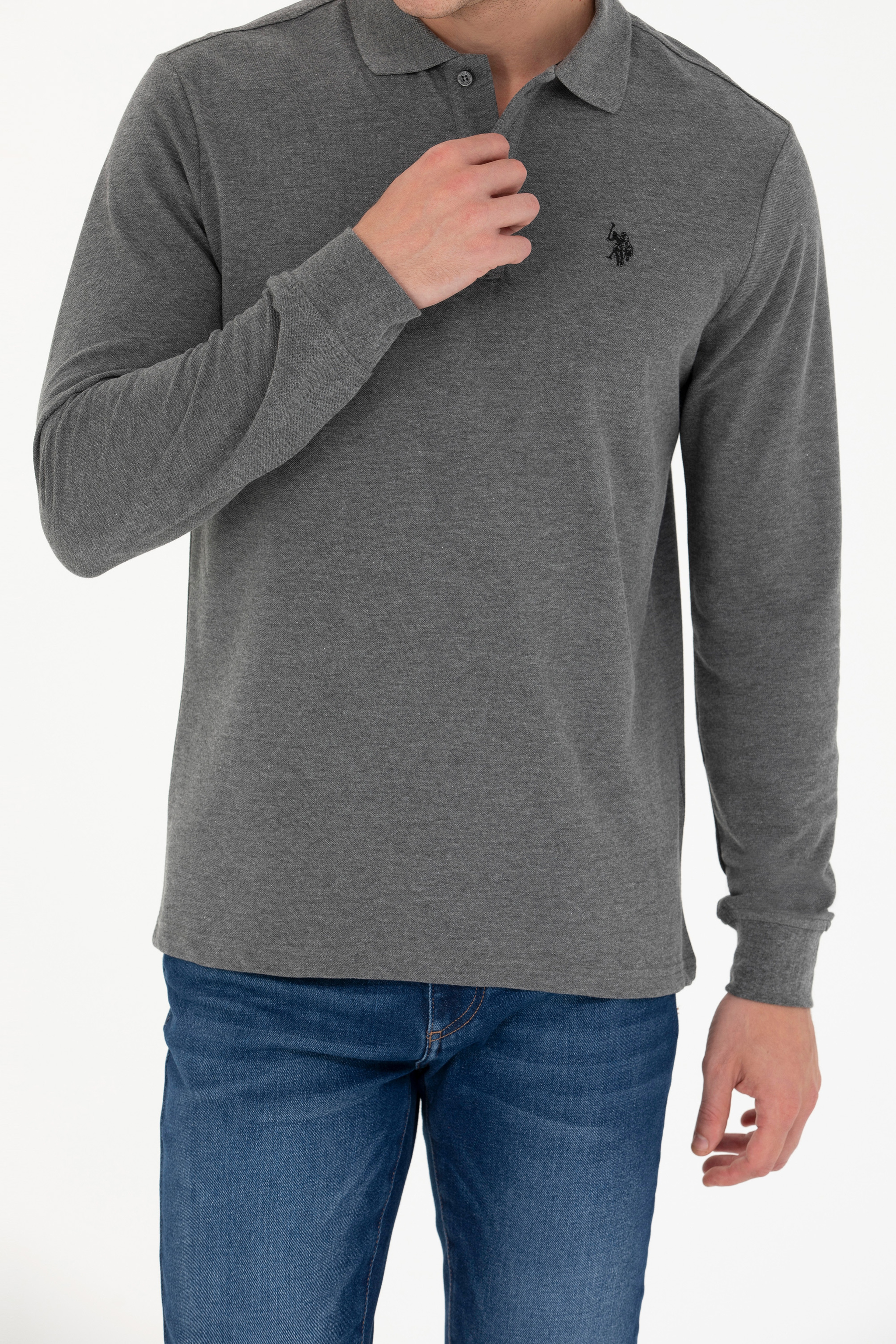 Erkek Antrasit Melanj Basic Sweatshirt - Image 6