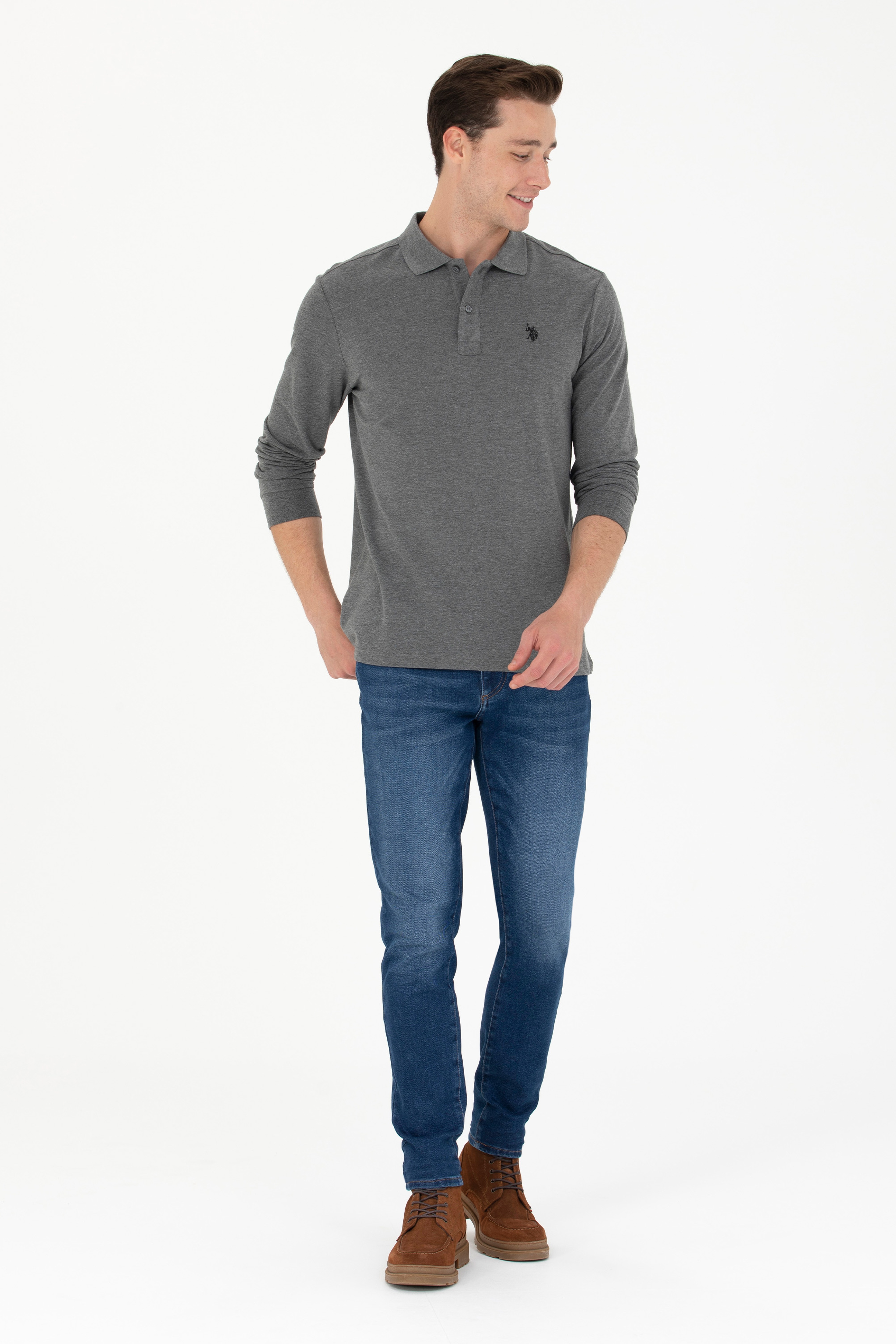 Erkek Antrasit Melanj Basic Sweatshirt - Image 4