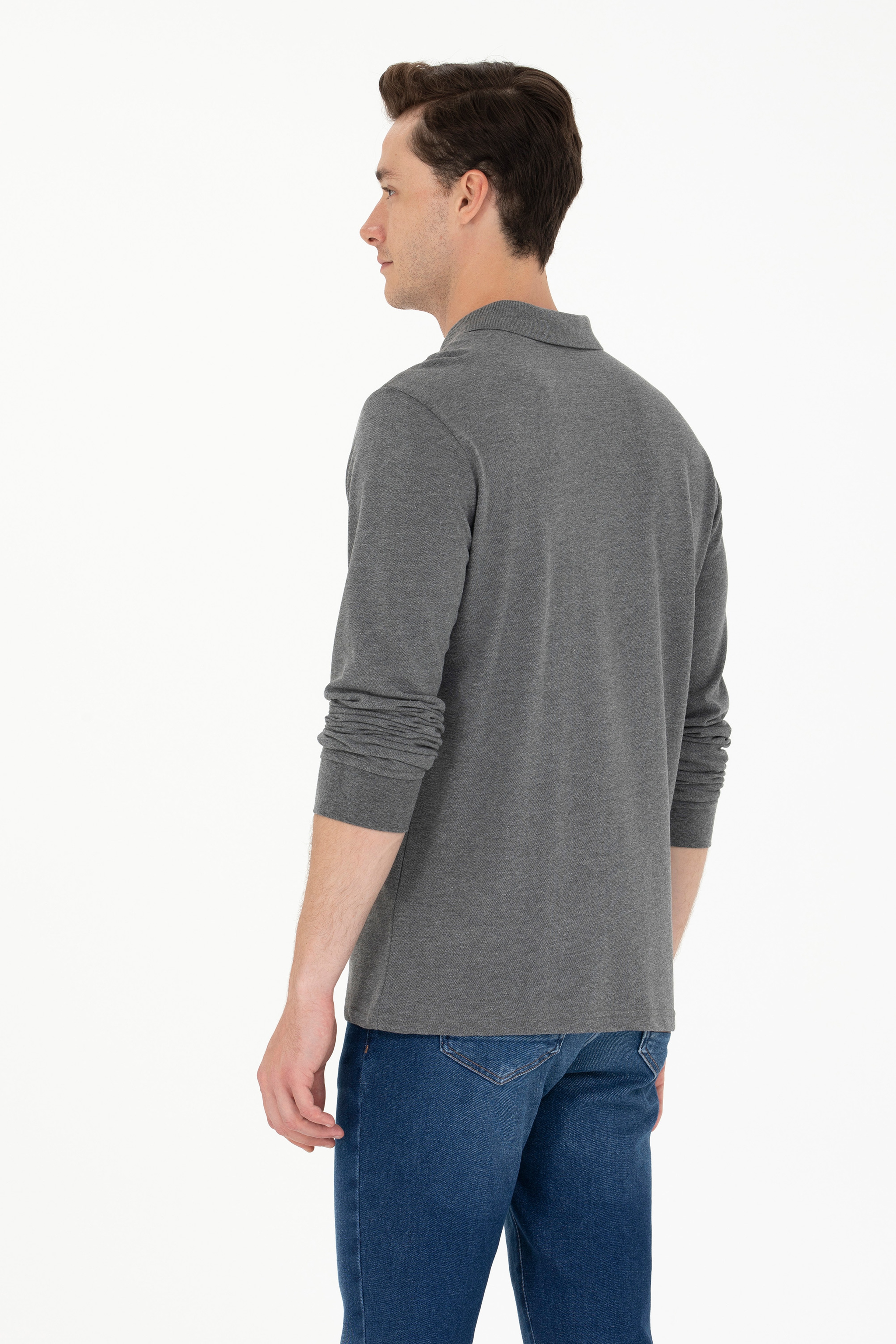 Erkek Antrasit Melanj Basic Sweatshirt