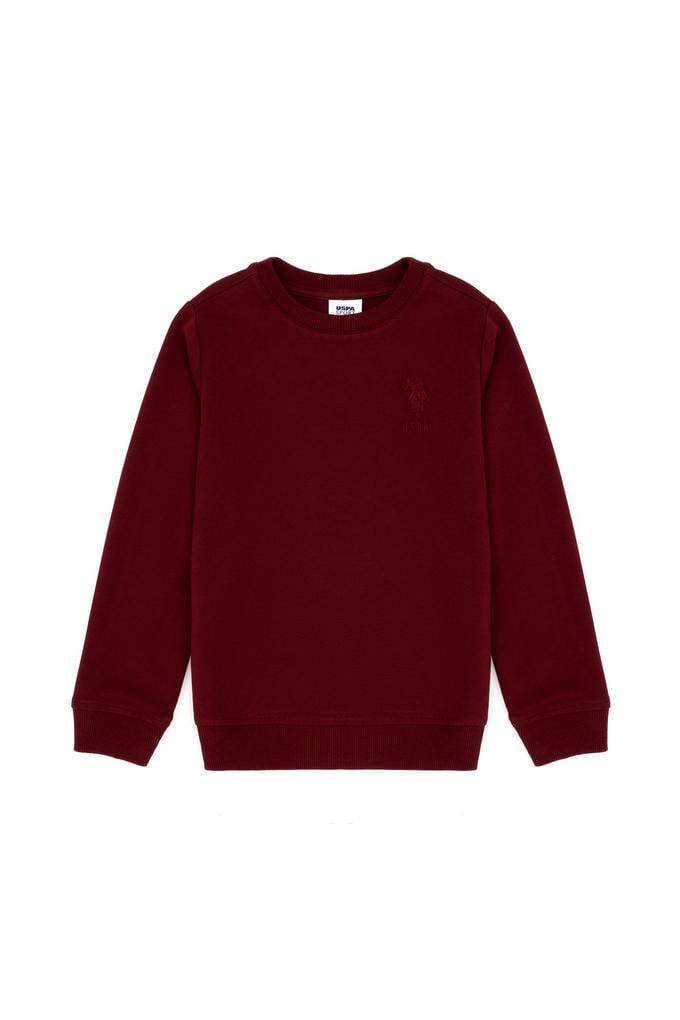 Çocuk Bordo Basic Bisiklet Yaka Sweatshirt