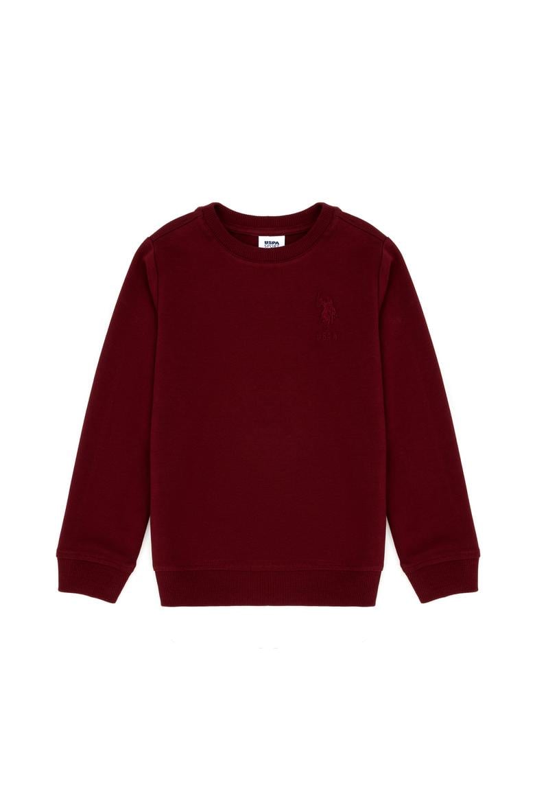 Çocuk Bordo Basic Bisiklet Yaka Sweatshirt