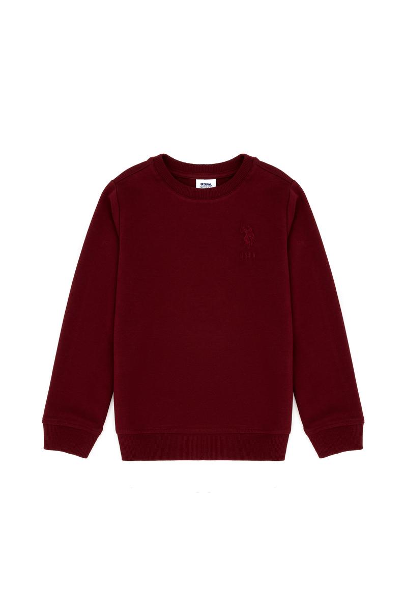 Çocuk Bordo Basic Bisiklet Yaka Sweatshirt