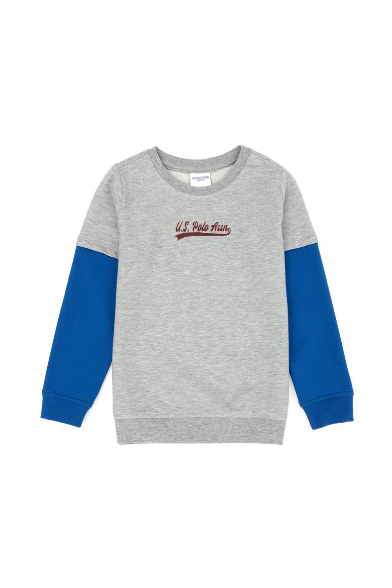 Erkek Çocuk Gri Melanj Bisiklet Yaka Sweatshirt