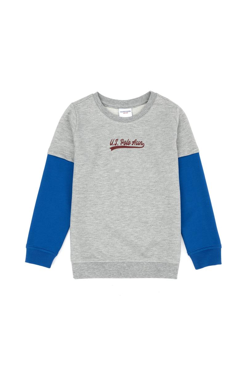 Erkek Çocuk Gri Melanj Bisiklet Yaka Sweatshirt