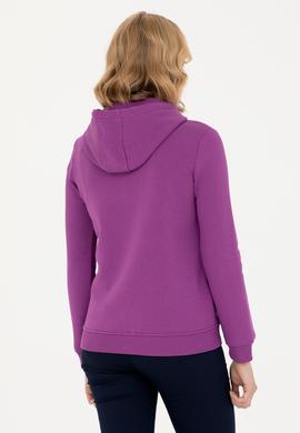 Kadın Violet Kapüşonlu Basic Sweatshirt - 50271557123
