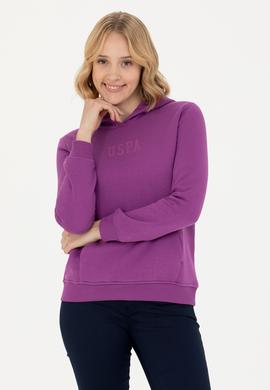 Kadın Violet Kapüşonlu Basic Sweatshirt - 50271557123