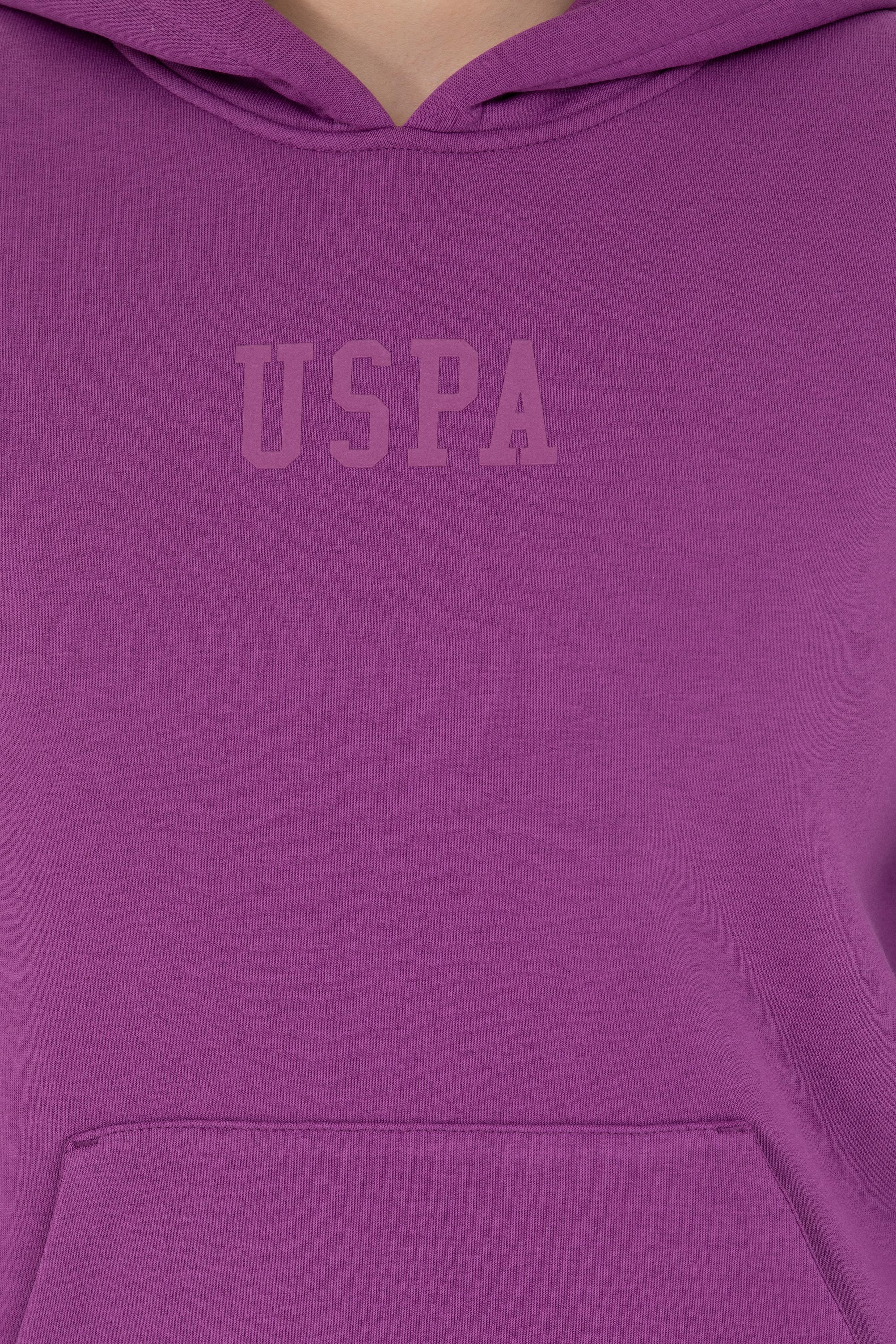 Kadın Violet Kapüşonlu Basic Sweatshirt - Image 7