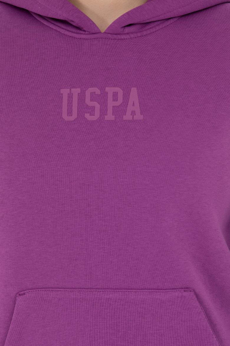 Kadın Violet Kapüşonlu Basic Sweatshirt - 50271557123