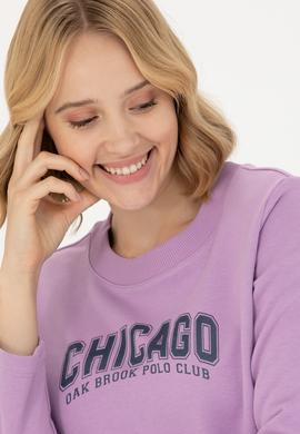 Kadın Lila Bisiklet Yaka Sweatshirt - 50271650022