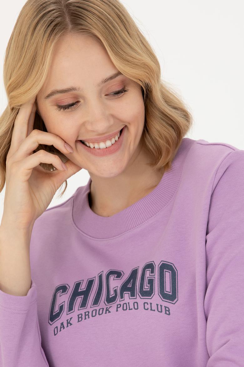 Kadın Lila Bisiklet Yaka Sweatshirt - 50271650022