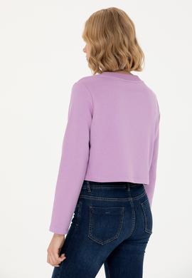 Kadın Lila Bisiklet Yaka Sweatshirt - 50271650022
