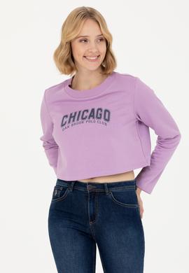 Kadın Lila Bisiklet Yaka Sweatshirt - 50271650022