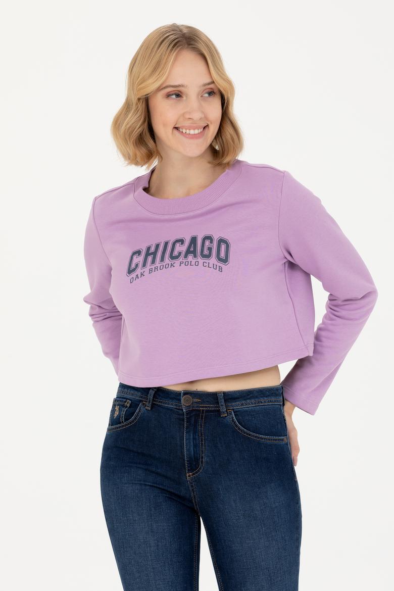 Kadın Lila Bisiklet Yaka Sweatshirt - 50271650022