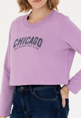 Kadın Lila Bisiklet Yaka Sweatshirt - 50271650022