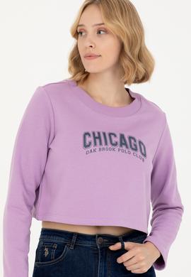 Kadın Lila Bisiklet Yaka Sweatshirt - 50271650022