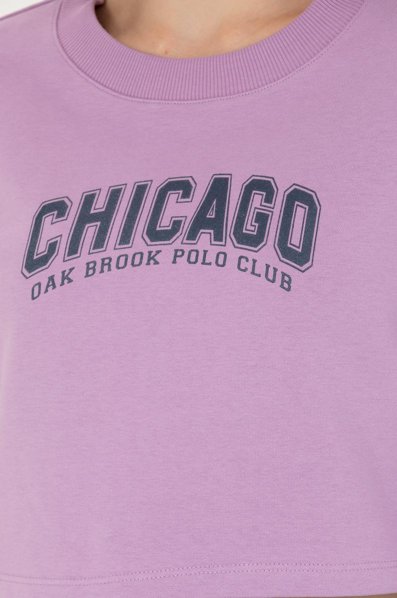 Kadın Lila Bisiklet Yaka Sweatshirt