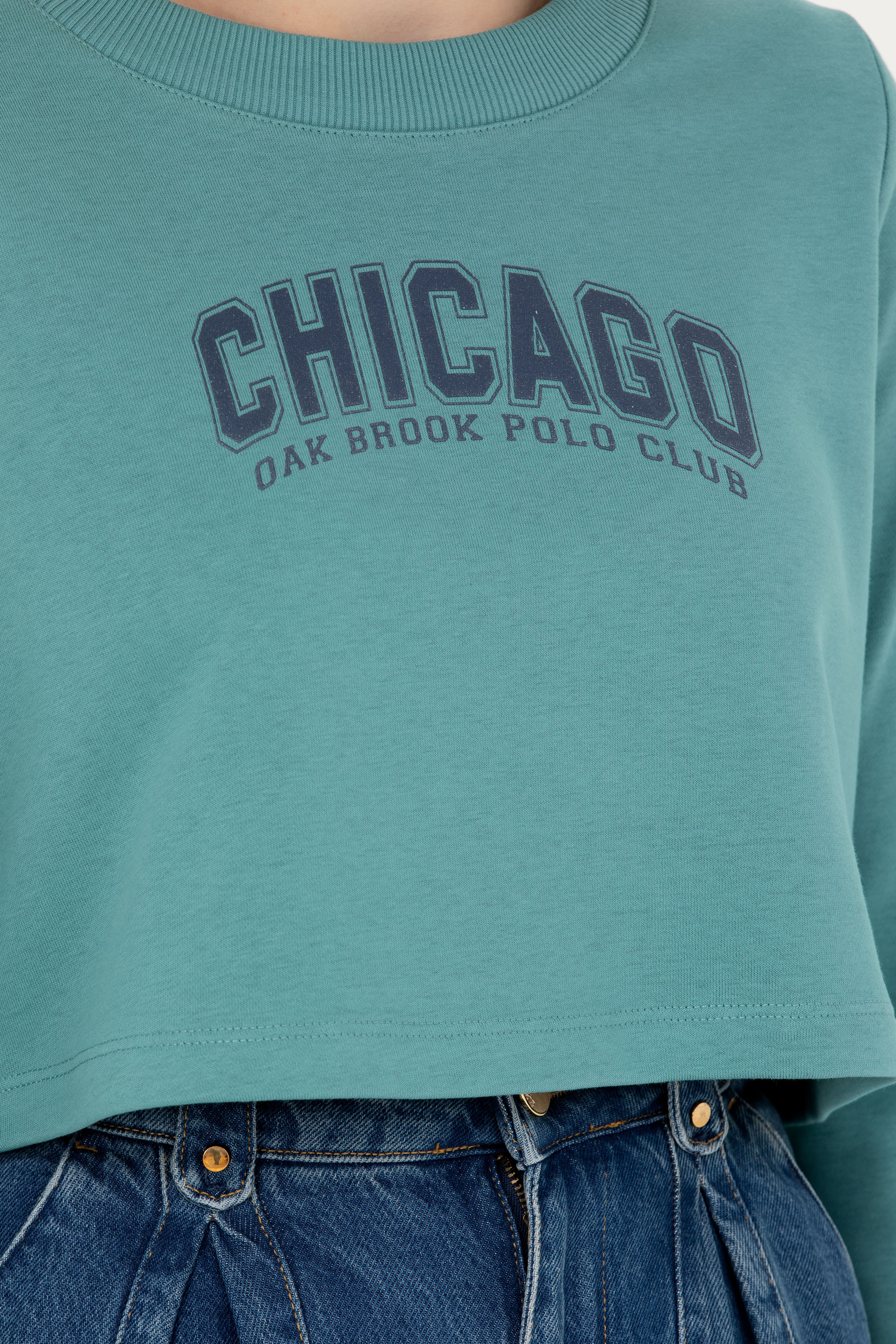 Kadın Mint Bisiklet Yaka Sweatshirt