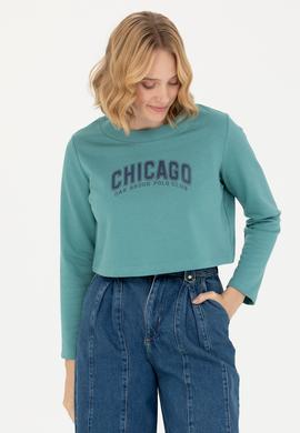 Kadın Mint Bisiklet Yaka Sweatshirt - 50271650030