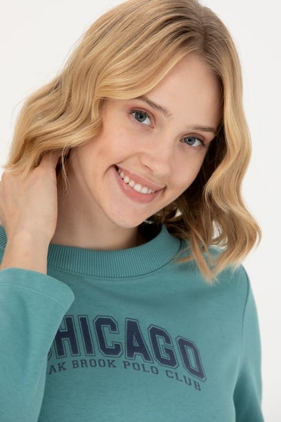 Kadın Mint Bisiklet Yaka Sweatshirt
