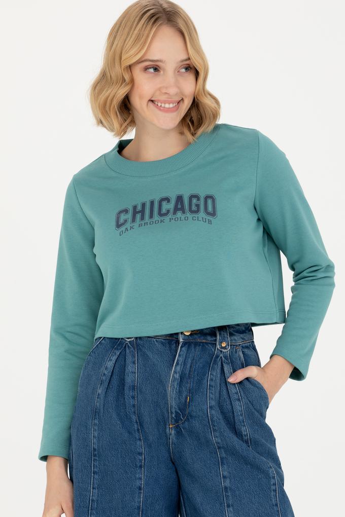 Kadın Mint Bisiklet Yaka Sweatshirt