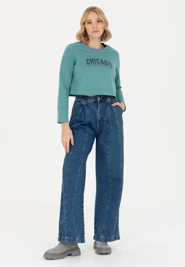 Kadın Mavi Jean Pantolon - 50254353013