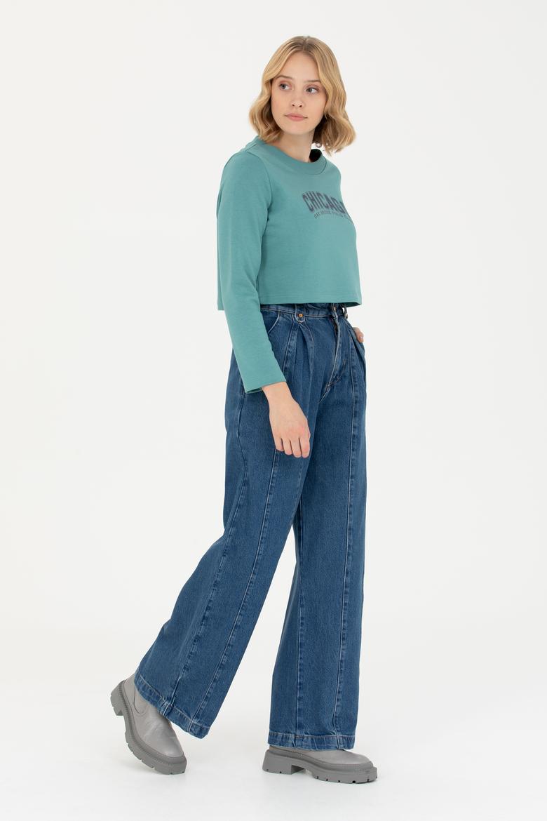 Kadın Mavi Jean Pantolon - 50254353013