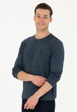 Erkek Lacivert Bisiklet Yaka Kazak - 50269001046