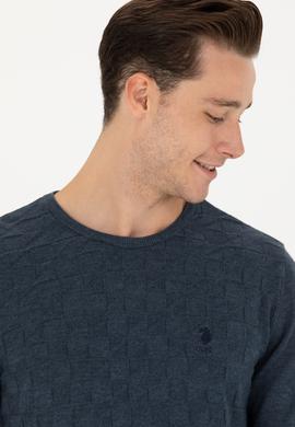 Erkek Lacivert Bisiklet Yaka Kazak - 50269001046